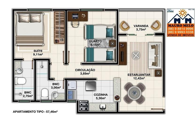 Apartamento à venda com 2 quartos, 57m² - Foto 10